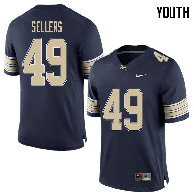 Youth #49 Erik Sellers Pittsburgh Panthers College Football Jerseys Sale-Home Blue